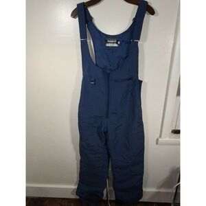 Vtg Blue Snow Pants Bib Overalls Skiing Snowboarding Farwest Seattle 80s Large